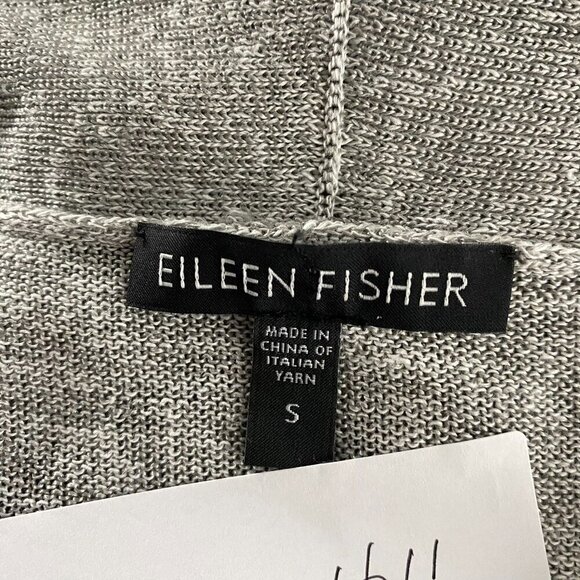 Eileen Fisher Open Front Cardigan Sweater‎ Small Gray Linen Blend CJ-1611 - Picture 6 of 8